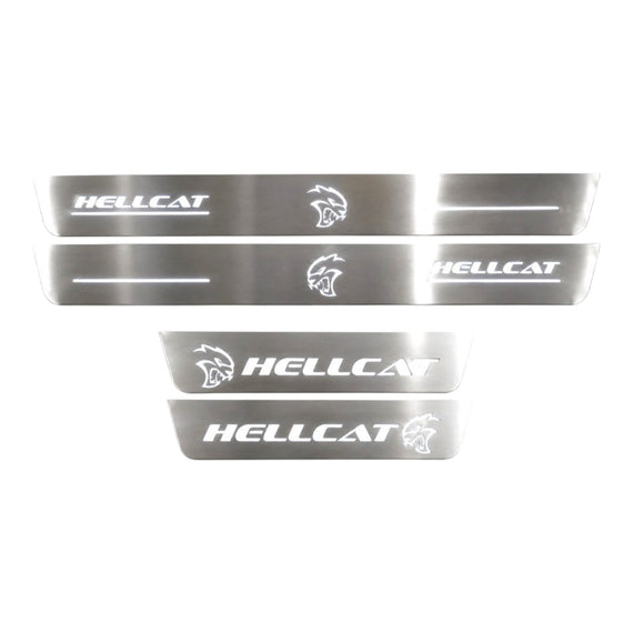 LED door sills made of polished stainless steel Dodge Durango Hellcat