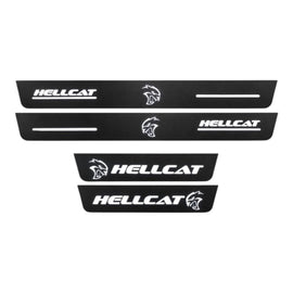 Premium Stainless steel door sills with matte black rubber with backlight Dodge Durango Hellcat