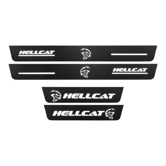 Premium Stainless steel door sills with matte black rubber with backlight Dodge Durango Hellcat