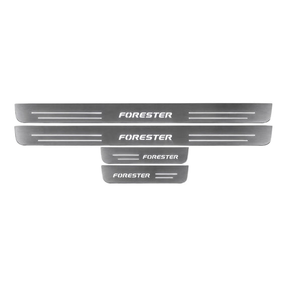 LED door sills made of polished stainless steel Subaru Forеstеr (2012 / 2019) inscription Forester 4 PCS.