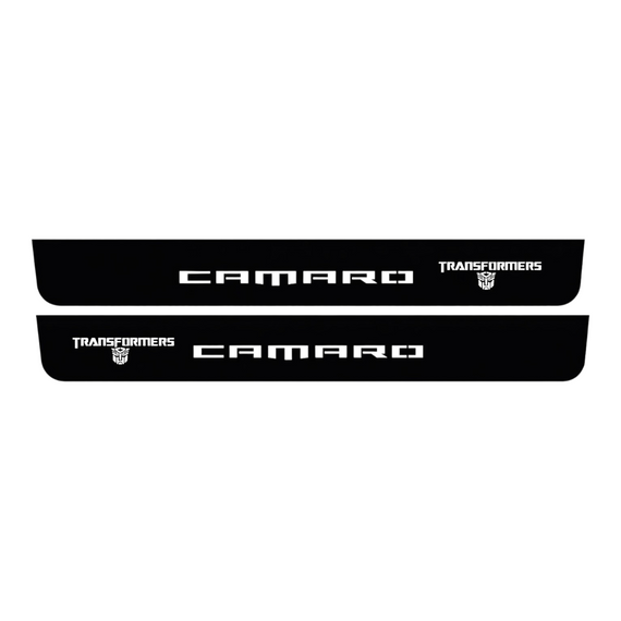 Premium Stainless steel door sills with matte black rubber with backlight Chevrolet Camaro 6 Tip.1