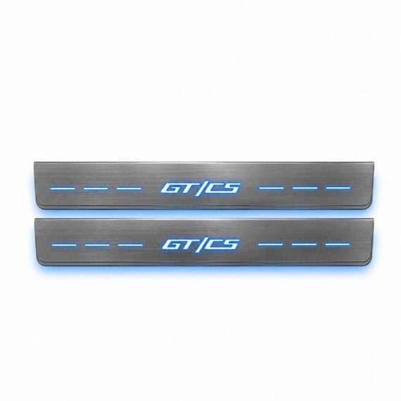 LED door sills made of polished stainless steel FORD MUSTANG logo GT/CS 2 PCS
