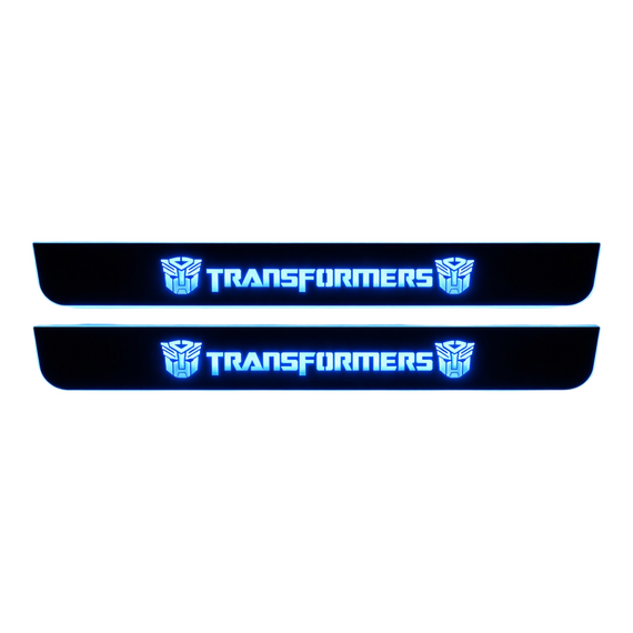 LED door sills made of polished stainless steel Chevrolet Camaro 5 Transformers logo Autobot