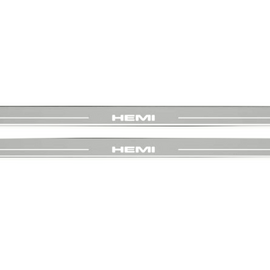 LED door sills made of polished stainless steel Dodge Challenger 2008-2023 inscription HEMI
